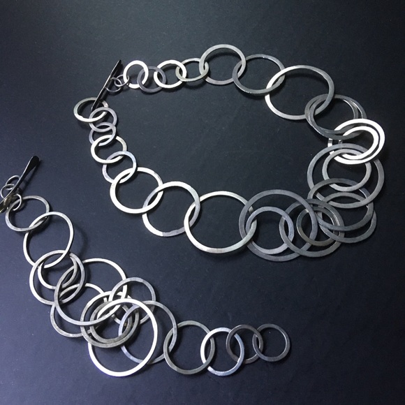 2pc Sterling silver link necklace & bracelet set - Picture 7 of 10